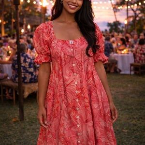 Elegant Coral Floral Dress